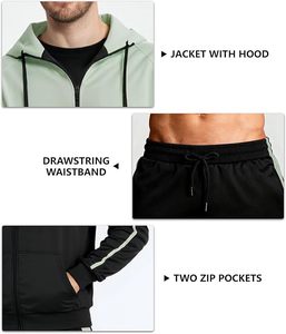 Men's Tracksuits Casual Sweat Track Suits Full Zip 2 Pieces Sweatsuits Long Sleeve Jogging Workout Sports <b>Set</b> - Product Image 4