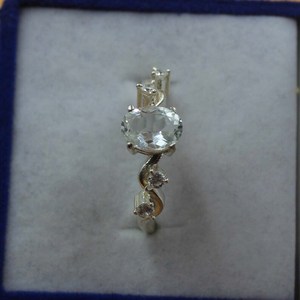 Bague en topaze blanche facettée, argent sterling 925, pierre précieuse vintage, bague de fiançailles et de mariage, cadeau fait main pour elle - Product Image 2