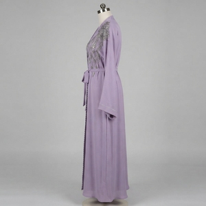 Vestido Abaya Bordado de Manga Larga para Mujer Musulmana, de Alta Calidad, Ligero, de Poliéster, para Primavera - Product Image 3