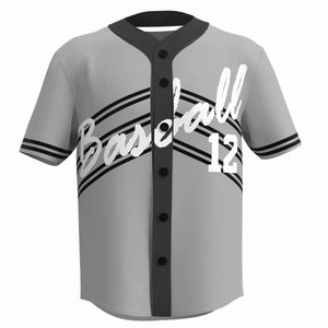 Maillot de baseball New York pour homme, gris, manches courtes, col en V, boutons sur le devant, imprimé en twill, coupe classique, adulte, toutes saisons - Product Image 4