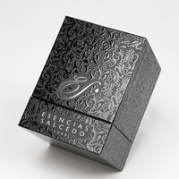 Boîte en papier rectangulaire noire personnalisée de luxe pour bougies en tube, aromathérapie, impression numérique UV, boîtes à parfum avec couvercle et base rigides