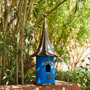 Handcrafted Sheesham <b>Wood</b> Birdhouse <b>Pagoda</b> Roof Brass - Wholesale Moradabad - Product Image 1