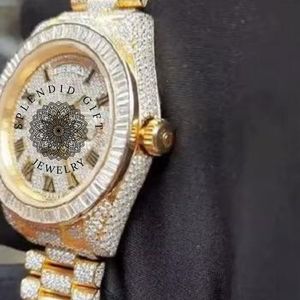 Montre de luxe en diamant pour homme, boîtier rond en argent de 28 mm, cadran en cristal saphir, mouvement analogique à quartz ETA - Product Image 5
