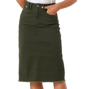 High Waist Style Women's Latest Denim Fabrict <b>Large</b> Size Cotton Breathable Women Denim Skirt For Online sale in low price - Product Image 2
