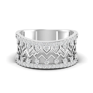 Anillo de Diamantes Redondos Brillantes de Laboratorio con Banda Chevron, Calidad IGI D-E-F VVS-VS, Oro, Oro Rosa, Oro Blanco, Plata, Joyería Profesional - Product Image 6