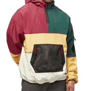 Color Block Windbreaker Custom Made Hooded Anorak For Men Sporty Half Zip Pullover Blouson Jacket Autumn Wear Loose Fit Jacket - Product Image 6