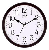 Jam Dinding Analog Sonam Quartz Bingkai Kayu Bulat Desain Tradisional Operasi Senyap Buatan India Model 387