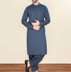 Breathable Outdoor Wedding Mehndi <b>Dress</b> <b>Pakistani</b> Culture Wears Plain Ethnic Navy Blue Salwar Kameez Regular Fit Men Wrinkle - Product Image 1