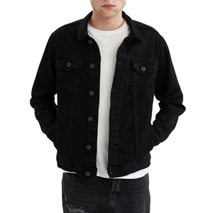แจ็คเก็ตเดนิมผ้าขนสัตว์แบบสั่งตัดสำหรับผู้ชาย ทรงเข้ารูป สไตล์เรโทร ลำลอง วินเทจ ทำสีซีดแบบดิสเทรส สีน้ำเงิน ดำ เทา ทรงโอเวอร์ไซส์ ทันสมัย ไม่มีปก - Product Image 1