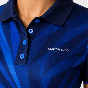Polo pour femme personnalisé bleu marine à rayures radiales, séchage rapide, respirant, manches courtes, uniforme d'équipe de golf WPS-0739 - Product Image 6