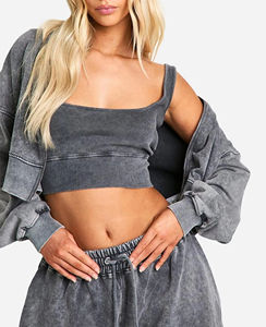 ชุดเซ็ตเสื้อครอปและกางเกงจ็อกเกอร์สำหรับผู้หญิง 2 ชิ้น เสื้อครอปผ้าลูกไม้ 100% ผ้าฝ้ายฟลีซ กันน้ำ เหมาะสำหรับออกกำลังกาย วิ่ง และสวมใส่ลำลอง - Product Image 2