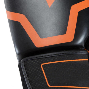 Gants de boxe IBERIA SPORTS noirs et orange pour adultes, en PVC, avec sangle de poignet, respirants, antidérapants et extensibles - Product Image 6