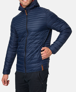 Custom Logo Front Black Padded <b>Men's</b> High Street Canvas Winter Bubble <b>Puffer</b> <b>Hooded</b> Zipper <b>Jacket</b> - Product Image 3