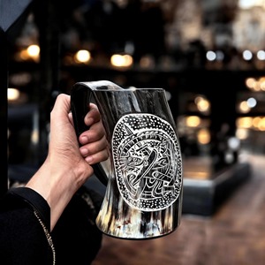 Jarra de Cerveza y Vino de Cuerno de Búfalo Vintage - Reutilizable, Duradera, con Color y Logotipo Personalizados para Hoteles y Bares - Product Image 5