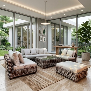 New Durable Modern Minimalist Rattan Living Room Sofa Set Luxury Outdoor Patio Garden Sectional Lounge Seating Cushions Hotel - Product Image 3