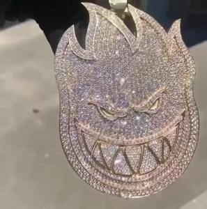 Colgante de Lujo para Hombre, Chapado en Oro, Plata 925, con Logotipo Spitfire Personalizado, Incrustaciones de Moissanita y Esmalte 3D, Estilo Hip Hop - Product Image 2