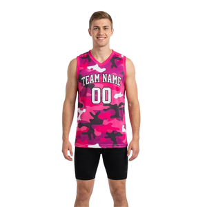<b>Camo</b> Print Basketball Team Set Sleeveless V-Neck Moisture-Wicking Breathable Jersey Elastic Waist Fitted <b>Shorts</b> for <b>Men</b> Player - Product Image 1