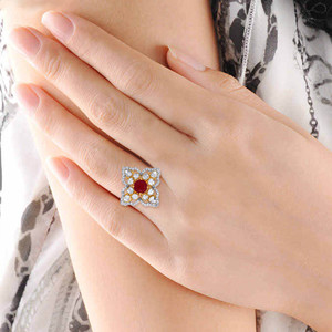 Floral Wonder Polki Diamond <b>Ring</b> Luxury 18K Yellow Gold Natural Ruby and Uncut Polki Diamond <b>Adjustable</b> <b>Ring</b> for Women - Product Image 2