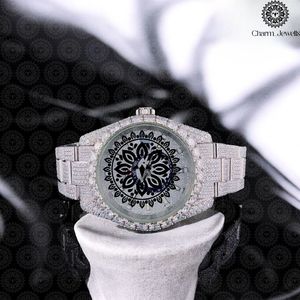 Charm_Jewells Luxury Stainless Steel <b>Watch</b> Round Case 40mm Analog Quartz Sapphire Crystal Hollow Out Design Women Fashion - Product Image 2