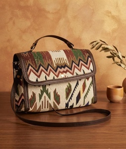 Handmade Luxurious Kilim Jacquard <b>Tote</b> <b>Bag</b> Solid Pattern Polyester Shoulder Handbag <b>Zipper</b> Closure Portable Women's Carryall - Product Image 3