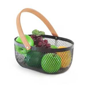 Modern 2 Tier Black Metal Stackable Fruit Basket Rectangular Kitchen Countertop Pantry Organizer <b>Vegetable</b> Storage <b>Stand</b> Bin - Product Image 1