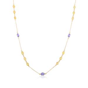 NOVA 18K Yellow Gold Multi Gemstone Chain Necklace-Daily Wear - Product Image 3