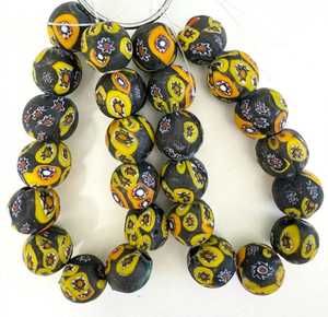 Cuentas de Vidrio Millefiori Rayadas Hechas a Mano en África, Ghana, Nigeria, Kenia, Venta al por Mayor, Recicladas, Suministro de Joyería Suelta, Caja FIRDOS - Product Image 3