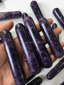 NATURAL HEALING PURPLE LEPIDOLITE THROUGH-CARVED FENG SHUI <b>MASSAGE</b> WAND for WOMEN YONI & BODY - Product Image 2