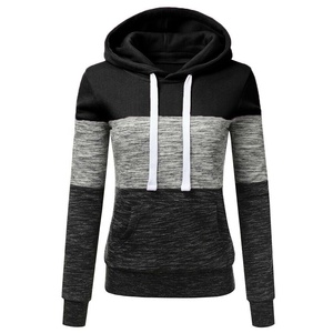 Sudadera con Capucha para Mujer, Diseño Color Block, Manga Larga, Mezcla de Algodón Tejido, con Bolsillos, para Otoño - Product Image 5
