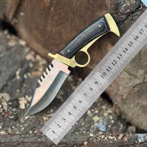 Cuchillo de caza hecho a mano con hoja fija, guardacuchillo de latón y mango de madera, para bushcraft, camping, supervivencia, cuchillo para exteriores, regalo para hombres - Product Image 6