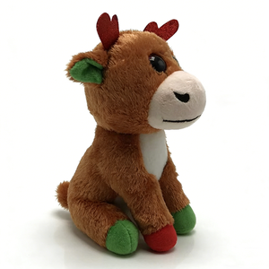 Customized reindeer plush, christmas rudolph stuffed animal, <b>red</b> <b>glitter</b> antler deer doll, big eye festive plush, xmas decor toy - Product Image 1