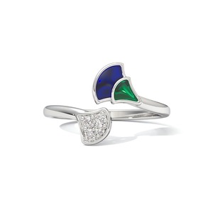 Anillo Abierto Minimalista Inspirado en el Pavo Real con Diamantes Naturales en Plata de Ley 925 para Mujer - Product Image 4