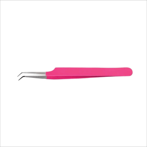 Pinzas Profesionales para Extensión de Pestañas, Curvadas, Color Rosa Bebé, con Punta de Diamante, Acero Inoxidable, Marca Privada, Punta de Fibra, Volumen, Logotipo Personalizado - Product Image 1