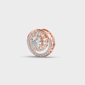 IGI Certified Round Cut Lab Grown Diamond Double Halo Floral Cluster Pendant in 9K Yellow / White & Rose Gold - Product Image 2