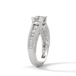 Bague de fiançailles et alliance vintage en or 18 carats avec diamant de laboratoire taille princesse 0,85 ct pour femme - Product Image 2