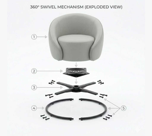 Sillón Giratorio de Diseño Moderno para Sala de Estar, Sillón Individual Curvo de PVC con Brazos Redondos - Product Image 6