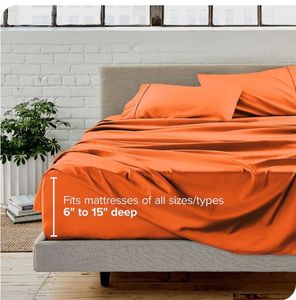 Ensemble de draps plats ajustés écologiques Basics Therapy, super doux, infroissables, respirants, en polyester, 4 pièces - Product Image 5