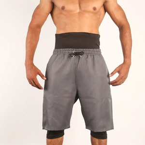 Men's Gray Mid Waist Board Shorts Drawstring Closure Quick Dry Casual Gym Running Bermuda Shorts Solid Color Cotton Knitted - Product Image 1