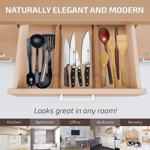 17\" 21.5\" Expandable Adjustable 6 Pack Bamboo <b>Drawer</b> <b>Organizers</b> Large Kitchen <b>Drawer</b> <b>Organizers</b> for Utensils Kitchen <b>Drawer</b> - Product Image 3