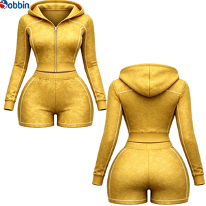 Conjunto de Chaqueta Deportiva con Capucha y Pantalones Cortos para Mujer, con Logotipo Personalizado, para Uso Diario, Todas las Temporadas, Diseño Vintage, Transpirable, Impermeable, con Forro y Cremallera - Product Image 2