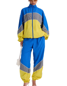 Ensemble survêtement deux pièces coupe-vent personnalisé pour femme, haute qualité 100% polyester, décontracté, vente en gros - Product Image 1