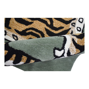 Hand Tufted <b>Tibetan</b> <b>Tiger</b> Rectangle Area <b>Rug</b>-Low Pile Wool Green Logo Pattern Bulk Wholesale - Product Image 6