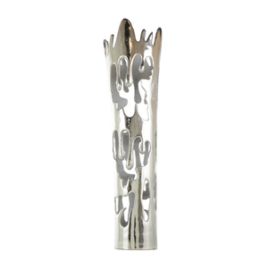 Elegant Silver Aluminum Flower Vase, Premium Home Decor Accent <b>for</b> Floral Arrangements, Dining Tables & Hospitality At Best Rate - Product Image 4