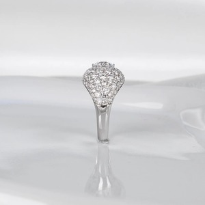 14k White Gold Prong Setting Chunky <b>Dome</b> Signet Wedding <b>Ring</b> for Women IGI Certified VS+ Clarity D-F Color 134 Diamonds - Product Image 2