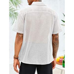 2025เสื้อสเวตเตอร์แขนสั้นมีกระดุมแบบลำลองของผู้ชายเสื้อสเวตเตอร์แขนสั้นผ้าคอตตอน100% ถักโครเชต์เสื้อท่อนบนสำหรับฤดูร้อน - Product Image 5