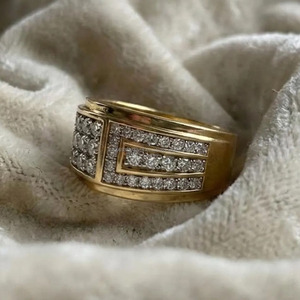 <b>Iced</b> Out Style Round Moissanite Diamond Men's Engagement <b>Ring</b> Hip Hop Statement Rhodium Plated 925 Sterling Silver Jewelry Gifts - Product Image 5