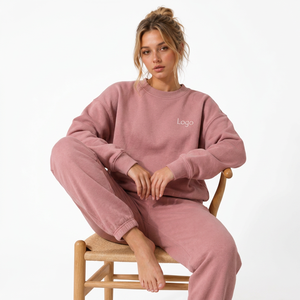 Conjunto de Sudadera y Pantalones Deportivos para Mujer, Personalizable con Marca, Felpa, Corte Holgado, Fabricante de Ropa al por Mayor con Etiqueta Privada - Product Image 1