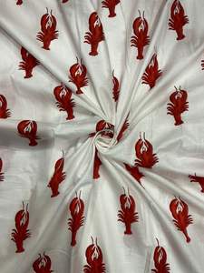 Coastal Lobster Motif Printed Cotton Fabric White Blue Tones Classic Nautical Lightweight Curtain & Cover Boys Summer Collection - Product Image 5