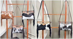 Bolso y bolsos de mano de cuero a la moda 2025, bolso bandolera con flecos, bolsos con asa superior, bolso de mensajero de piel de vaca para mujer - Product Image 4