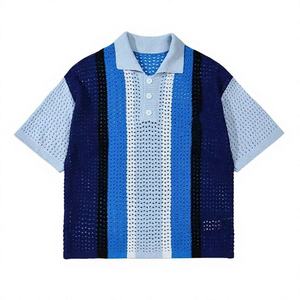 เสื้อโปโลผู้ชายถักลายทาง แขนสั้น ระบายอากาศดี สไตล์ลำลอง ดีไซน์สีตัดต่อ - Product Image 4